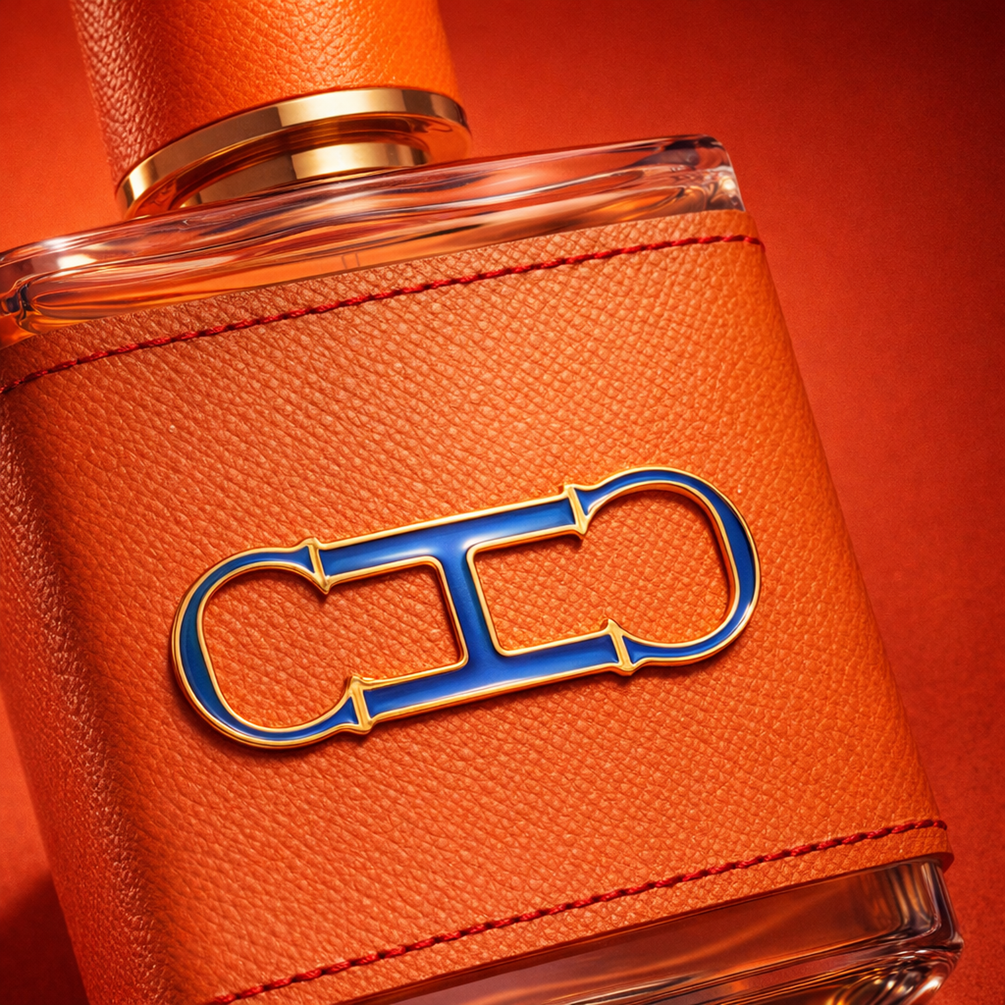Carolina Herrera Men Insignia Leather EDP macro label detail gallery showcase