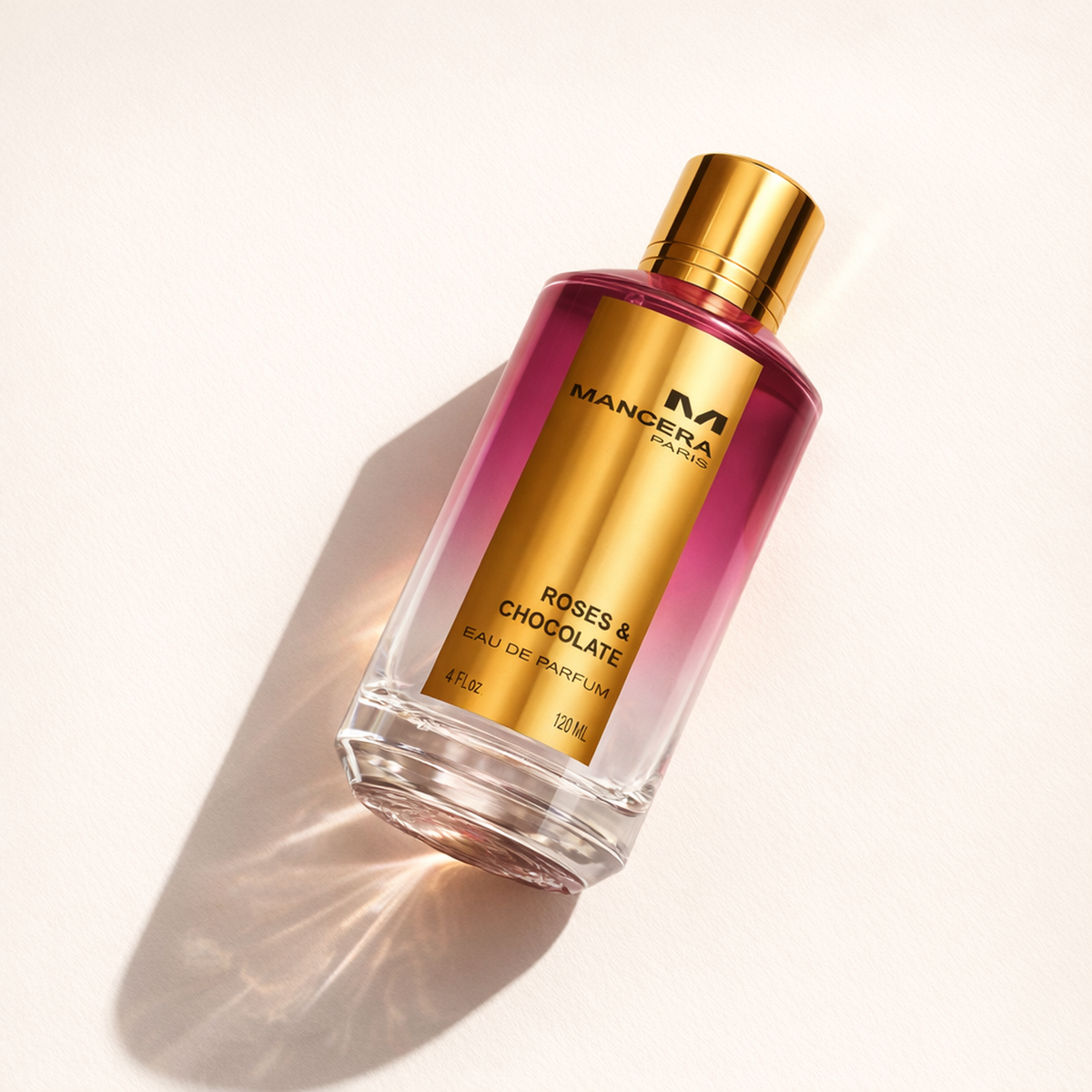 Mancera Roses & Chocolate EDP angled still life