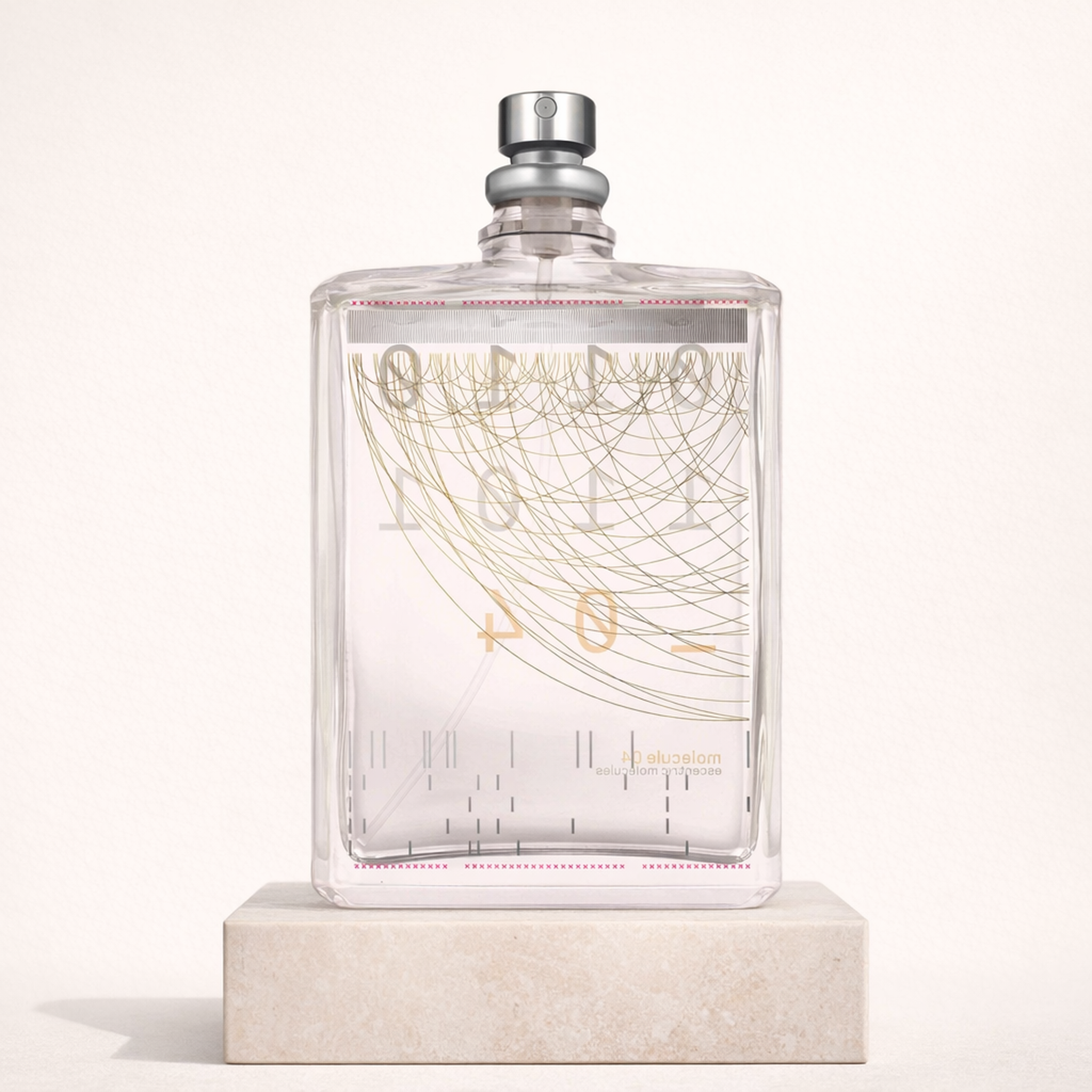 Escentric Molecules Molecule 04 EDT upright pedestal gallery showcase