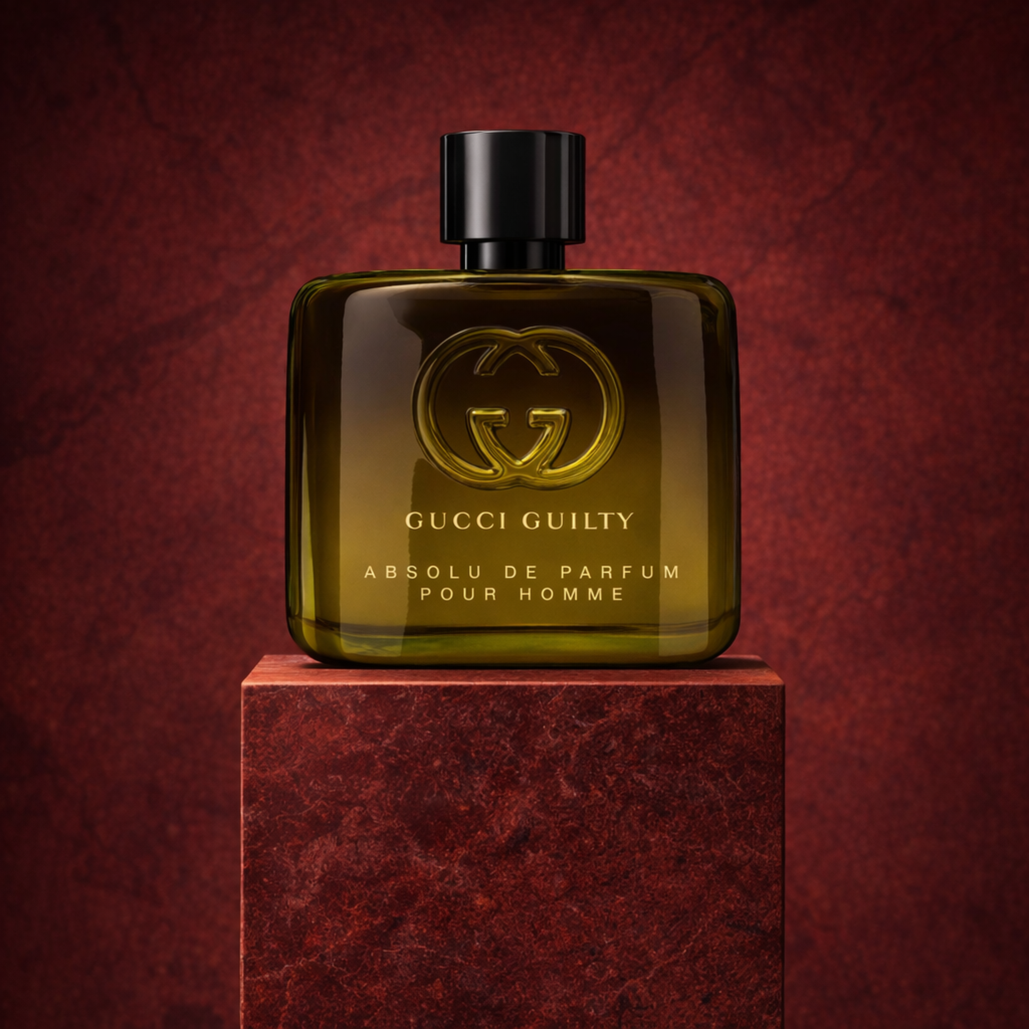 Gucci Guilty Absolu de Parfum upright pedestal gallery showcase