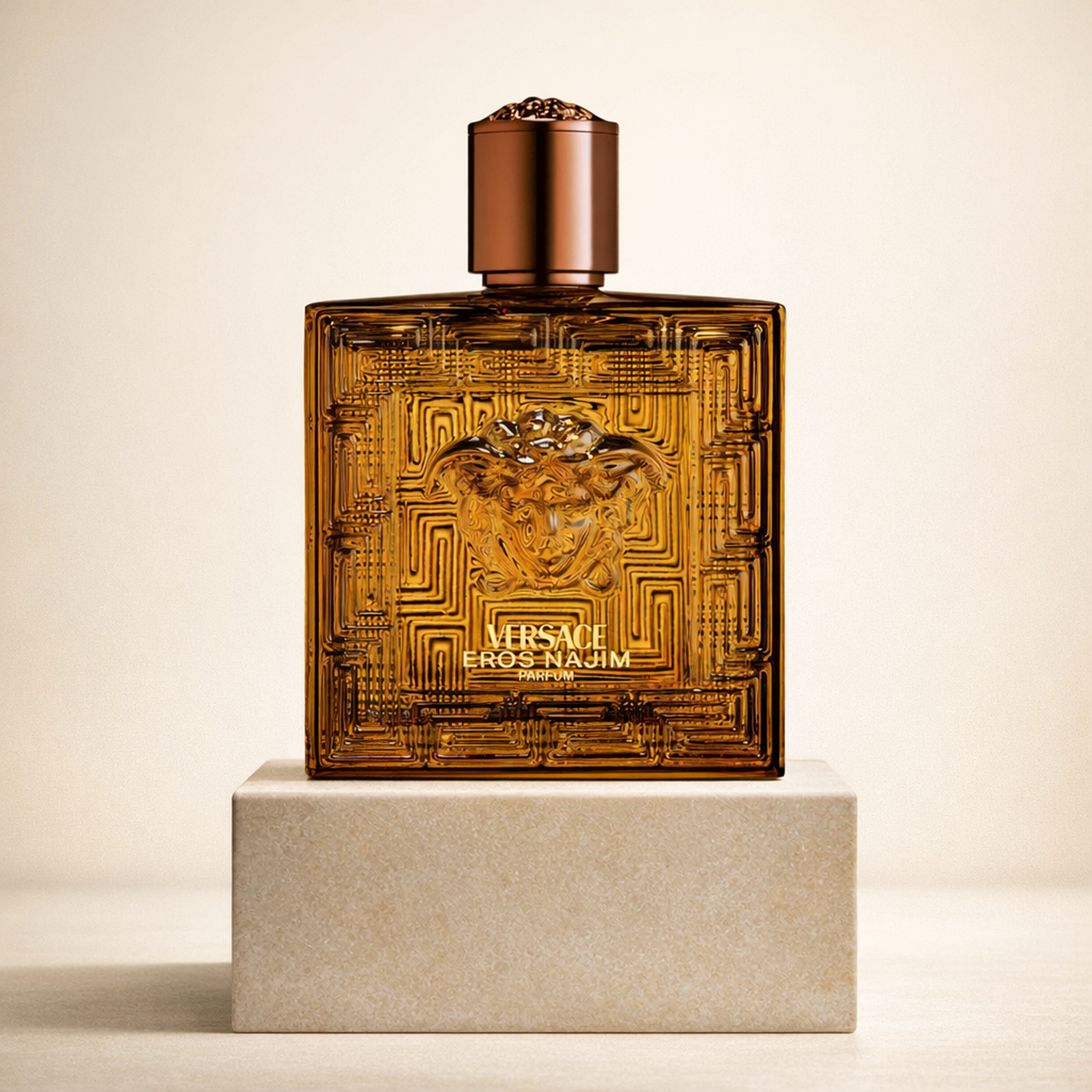 Versace Eros Najim Parfum for Men upright pedestal gallery showcase