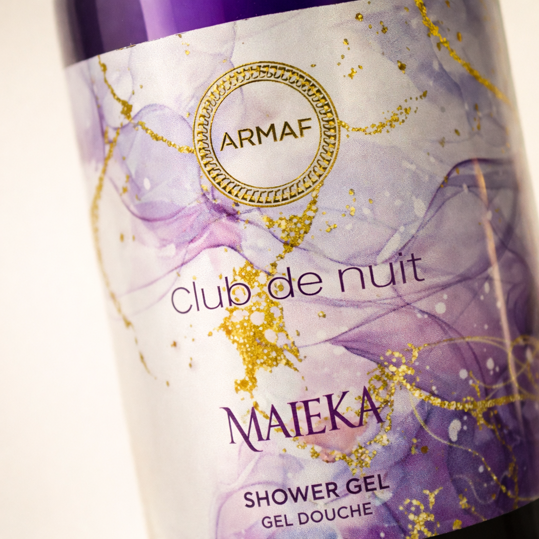 Armaf Club De Nuit Maleka Shower Gel macro label detail gallery showcase