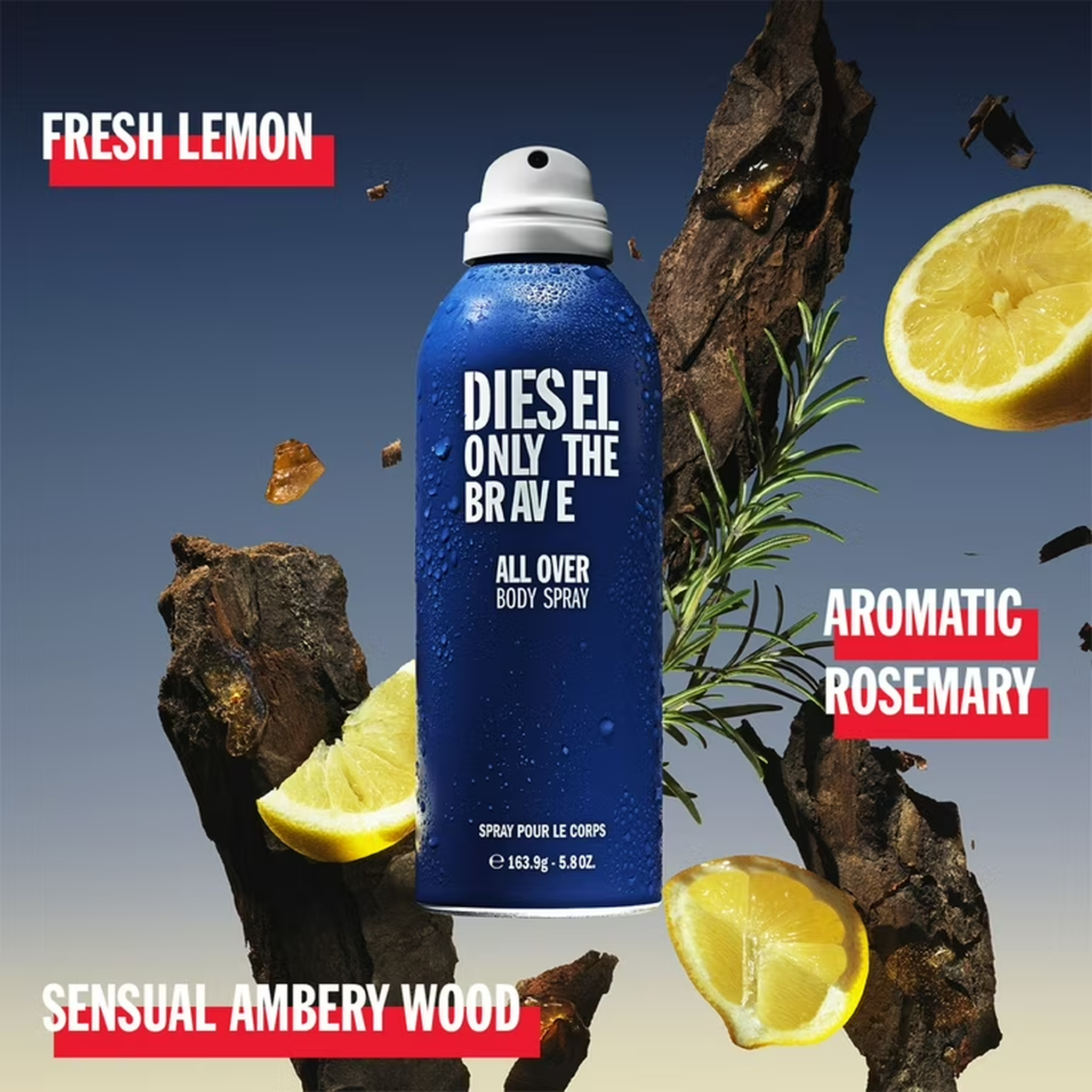 Diesel Only The Brave Pour Homme All Over Body Spray fragrance notes image
