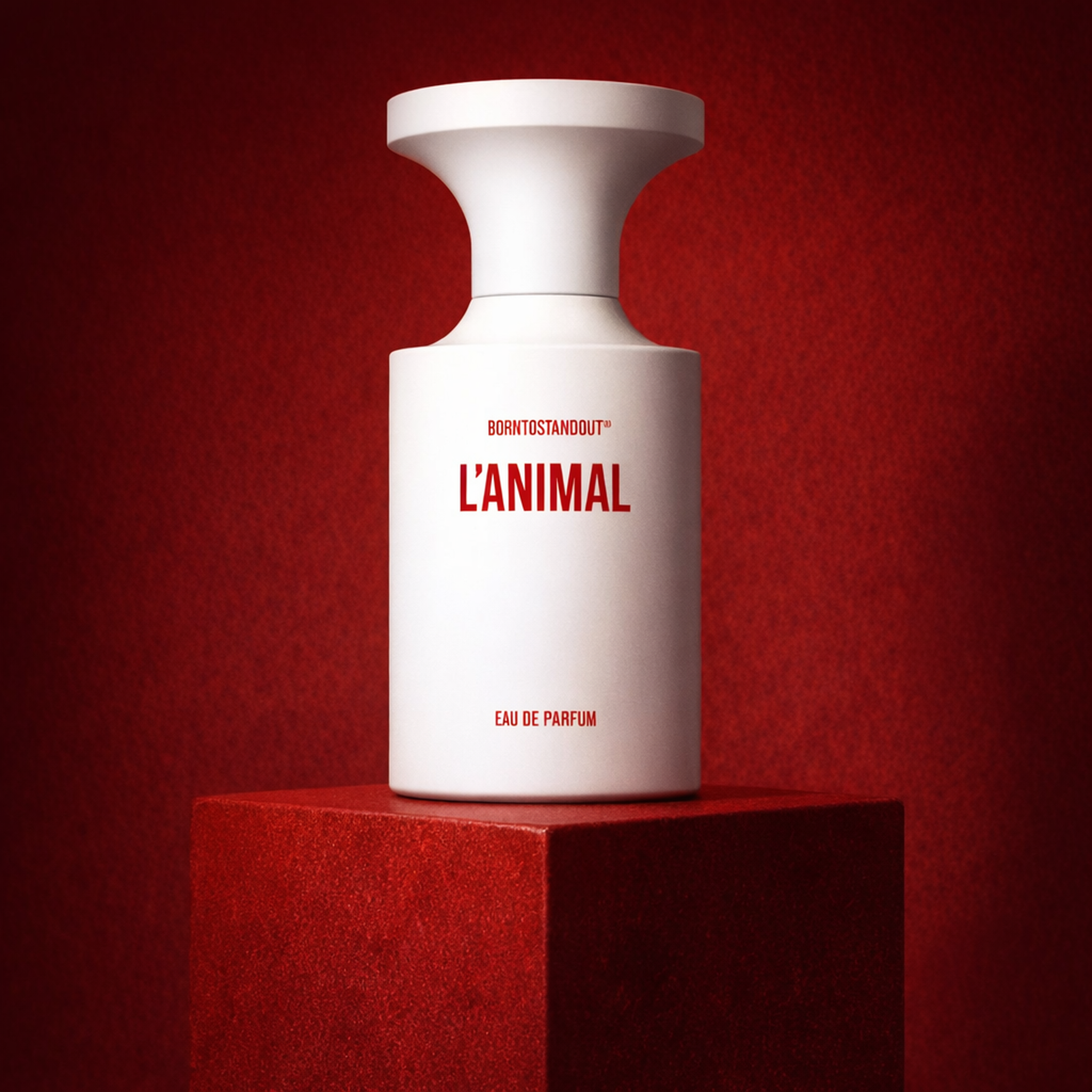 BORNTOSTANDOUT L'Animal EDP upright pedestal gallery showcase