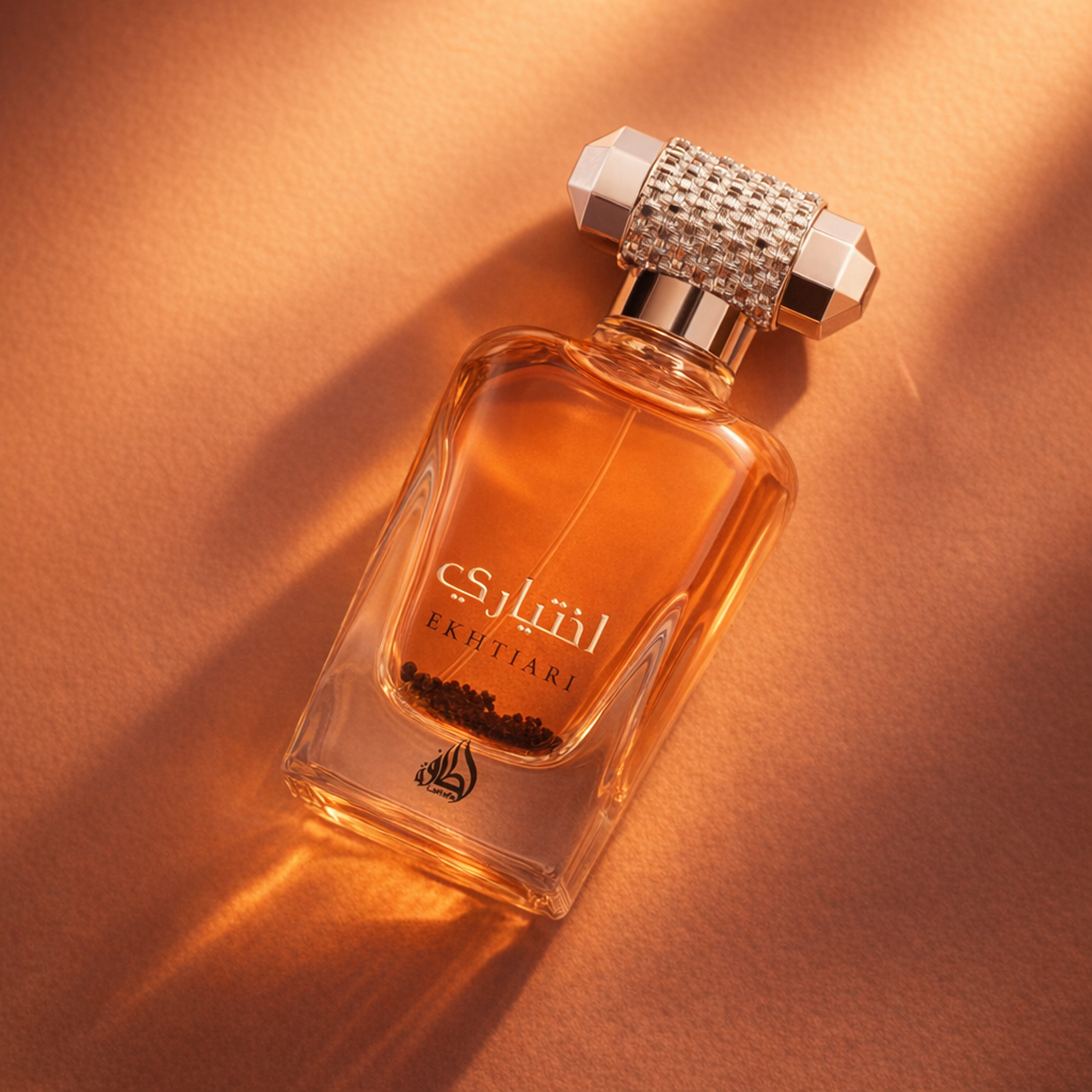 Lattafa Ekhtiari EDP angled still-life gallery showcase