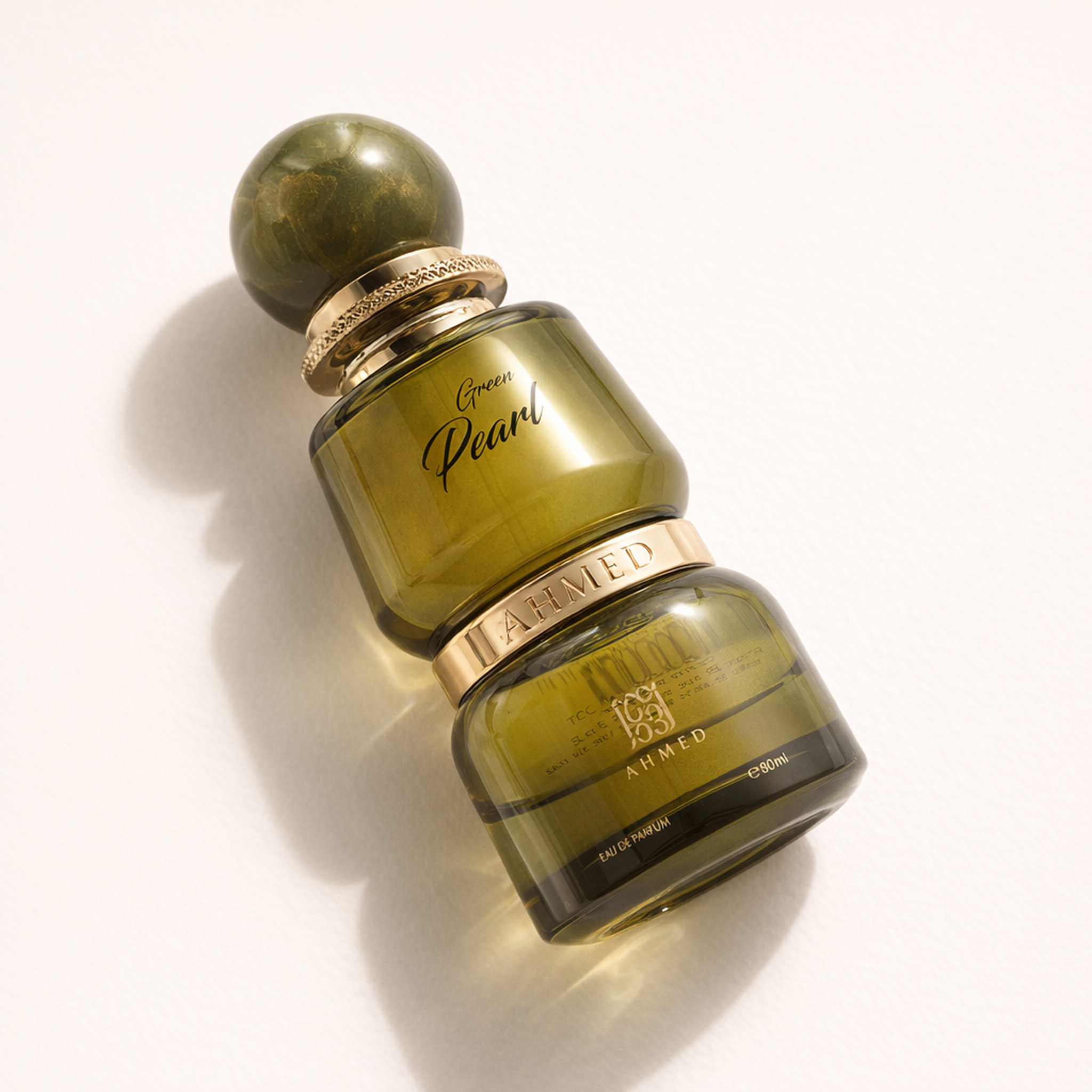 Ahmed Al Maghribi Green Pearl EDP angled still-life gallery showcase