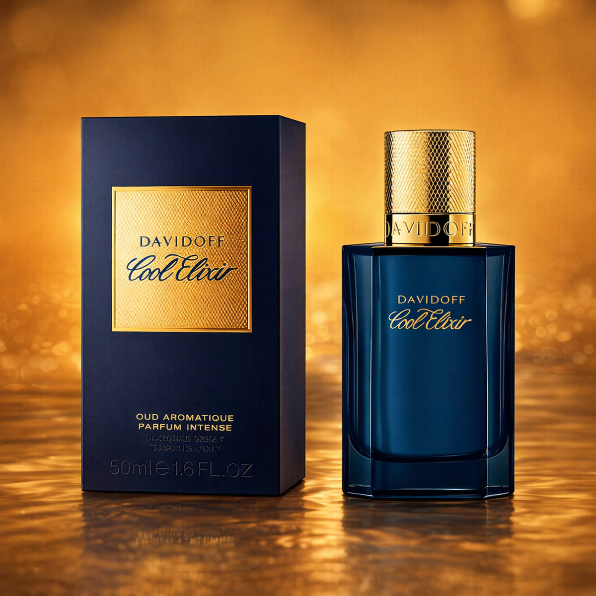 Davidoff Cool Elixir Oud Aromatique Parfum Intense For Men packaging product shot gallery showcase