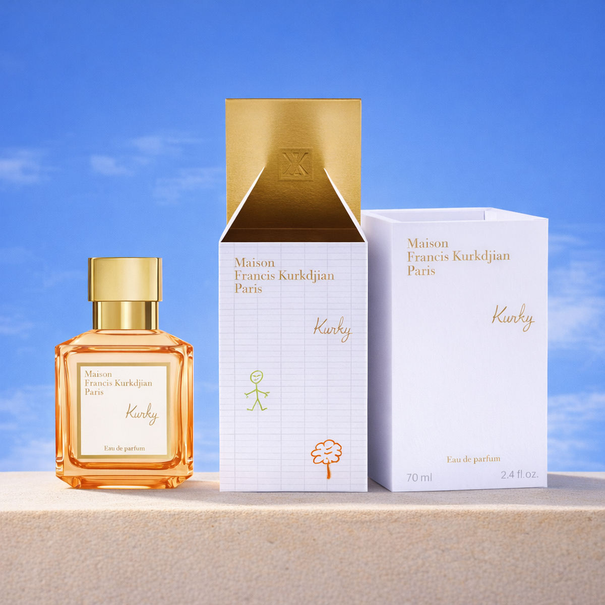 Maison Francis Kurkdjian Kurky EDP packaging product shot gallery showcase