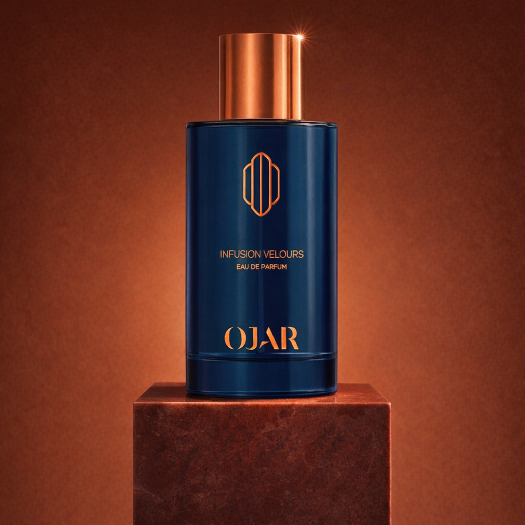 Ojar Infusion Velours EDP upright pedestal gallery showcase