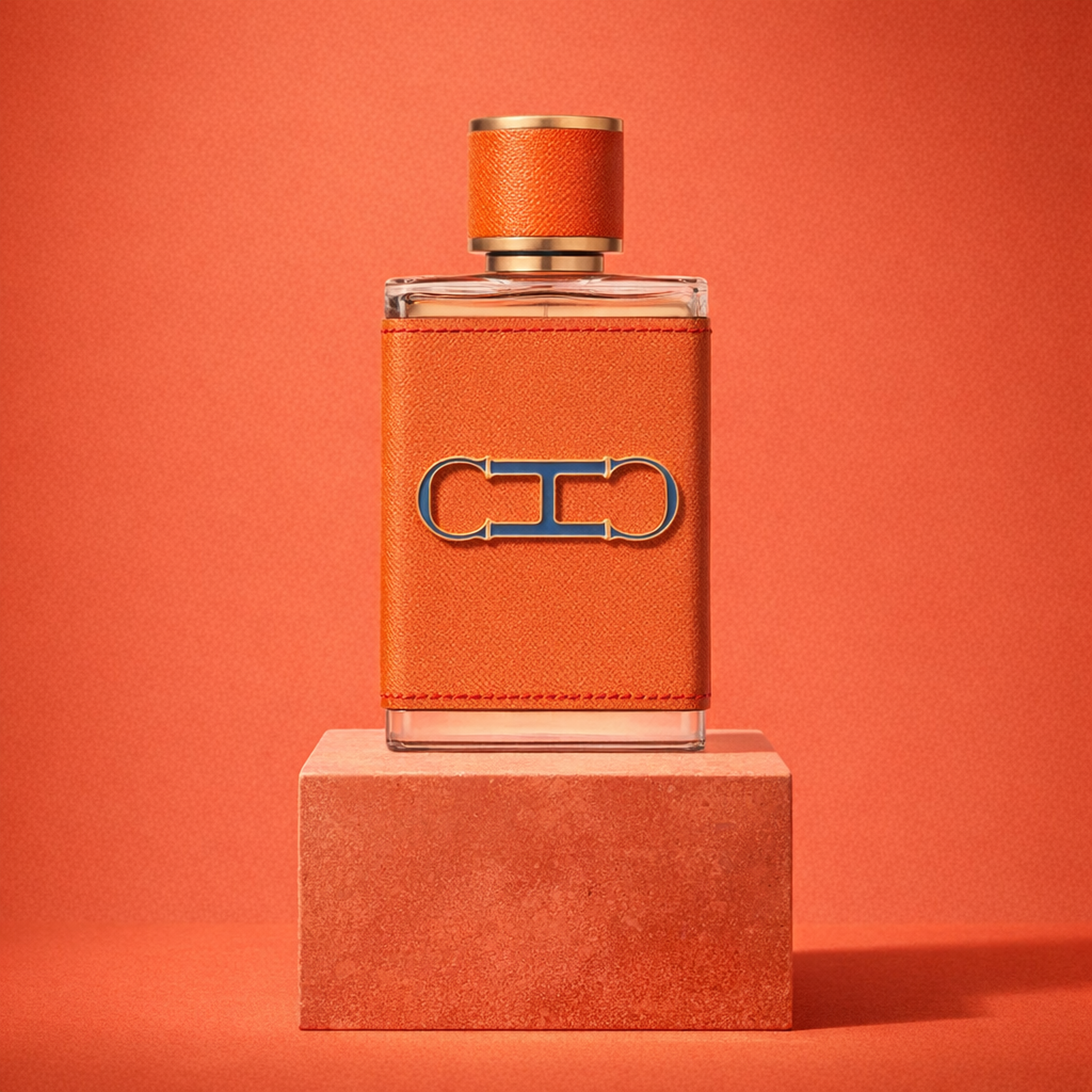 Carolina Herrera Men Insignia Leather EDP upright pedestal gallery showcase