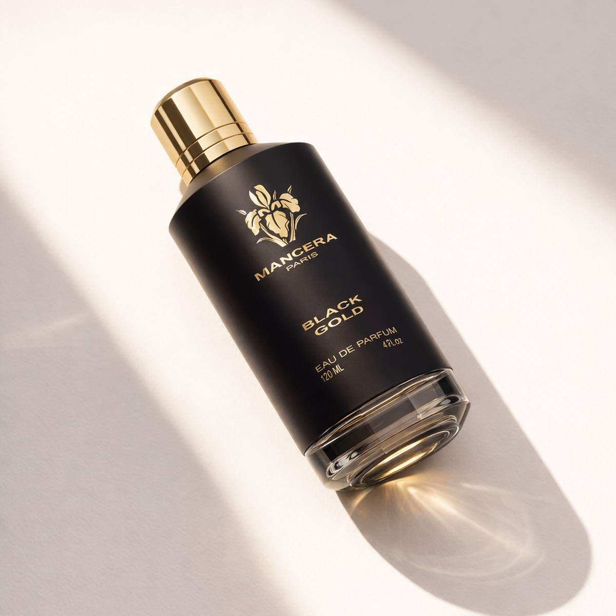 Mancera Black Gold EDP for Men angled still-life gallery showcase