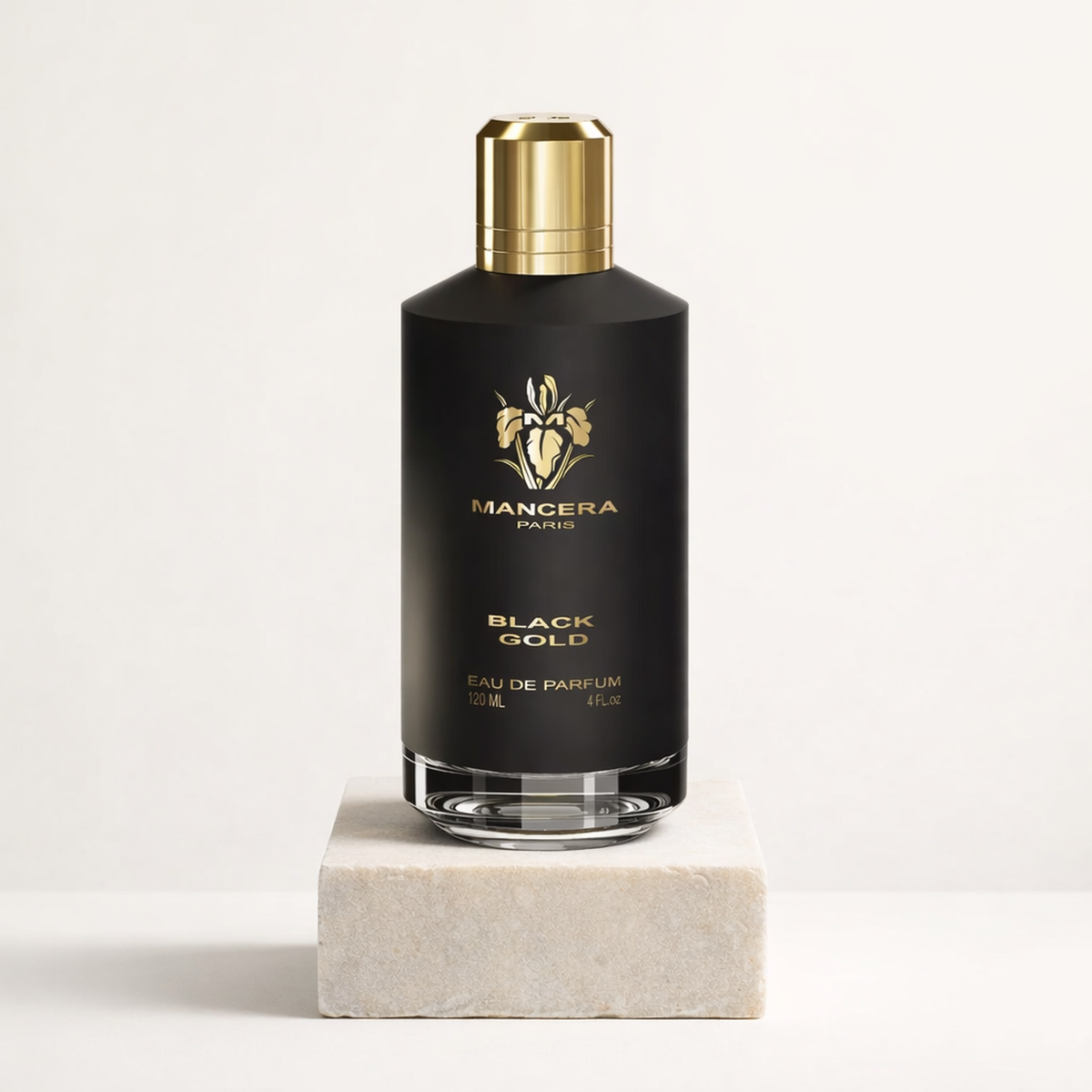 Mancera Black Gold EDP for Men upright pedestal gallery showcase