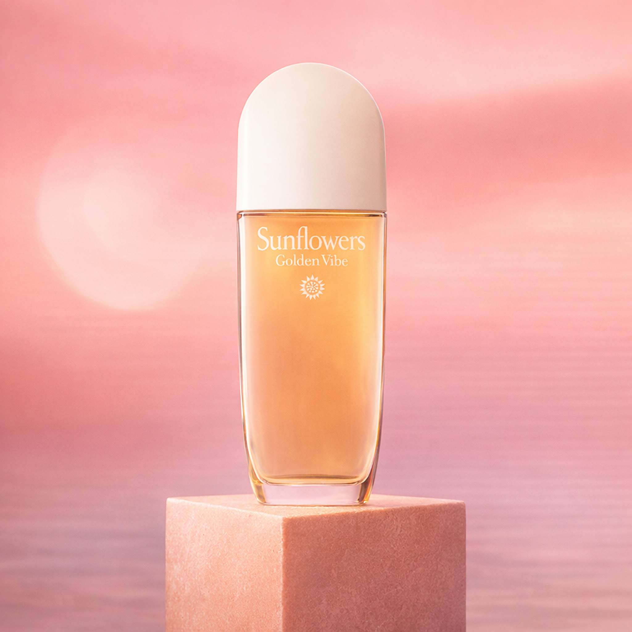 Elizabeth Arden Sunflowers Golden Vibe EDT for Women upright pedestal gallery showcase