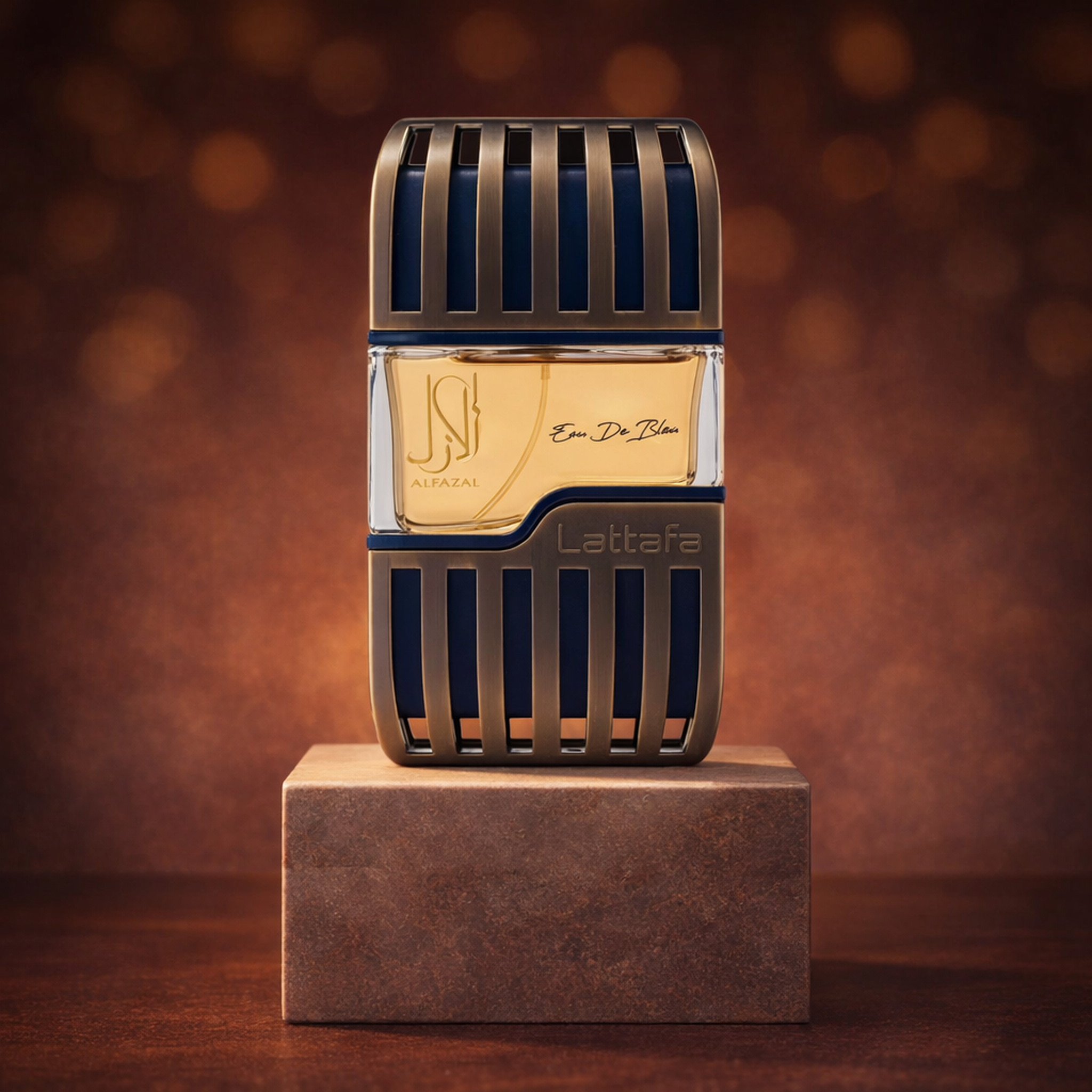 Lattafa Al Azal EDP upright pedestal gallery showcase