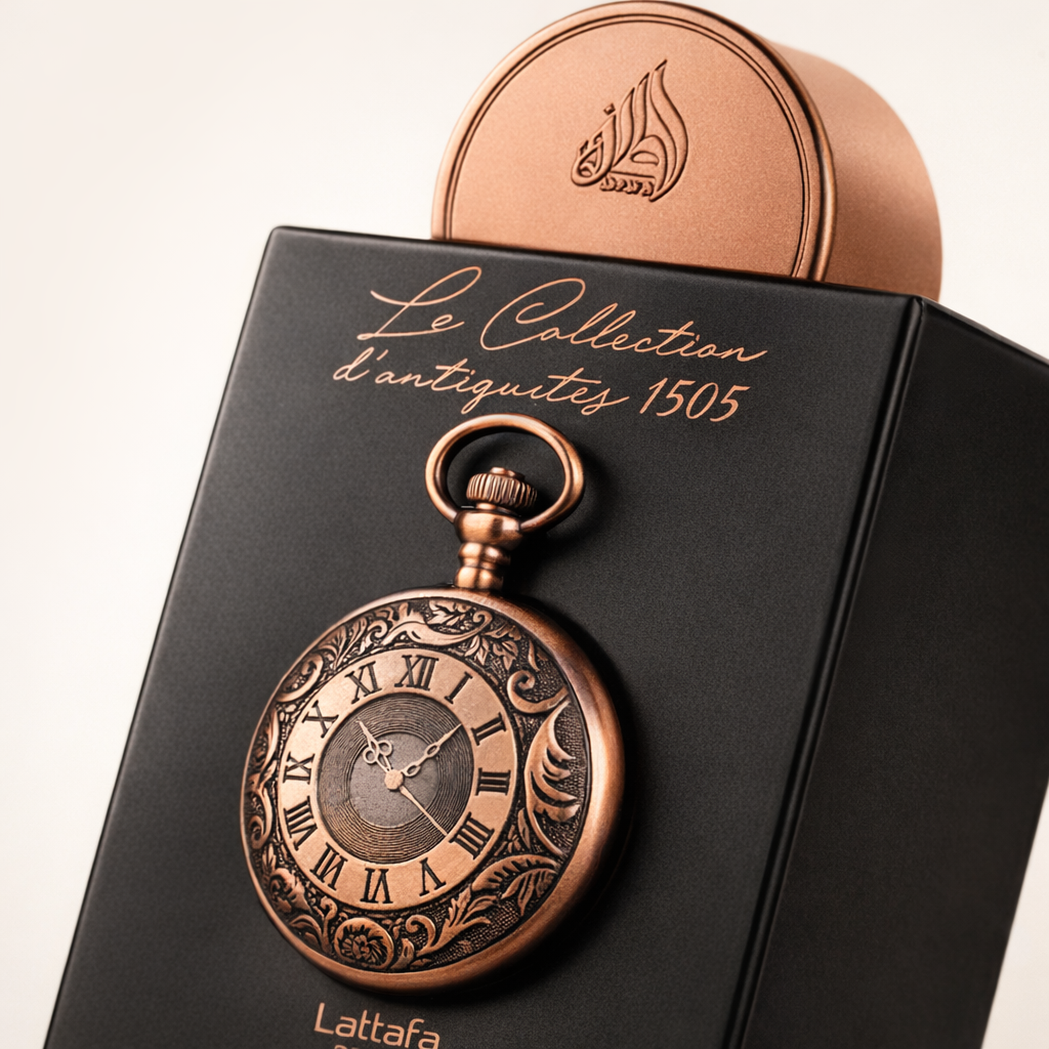 Lattafa Pride La Collection D'Antiquites 1886 EDP macro label detail gallery showcase