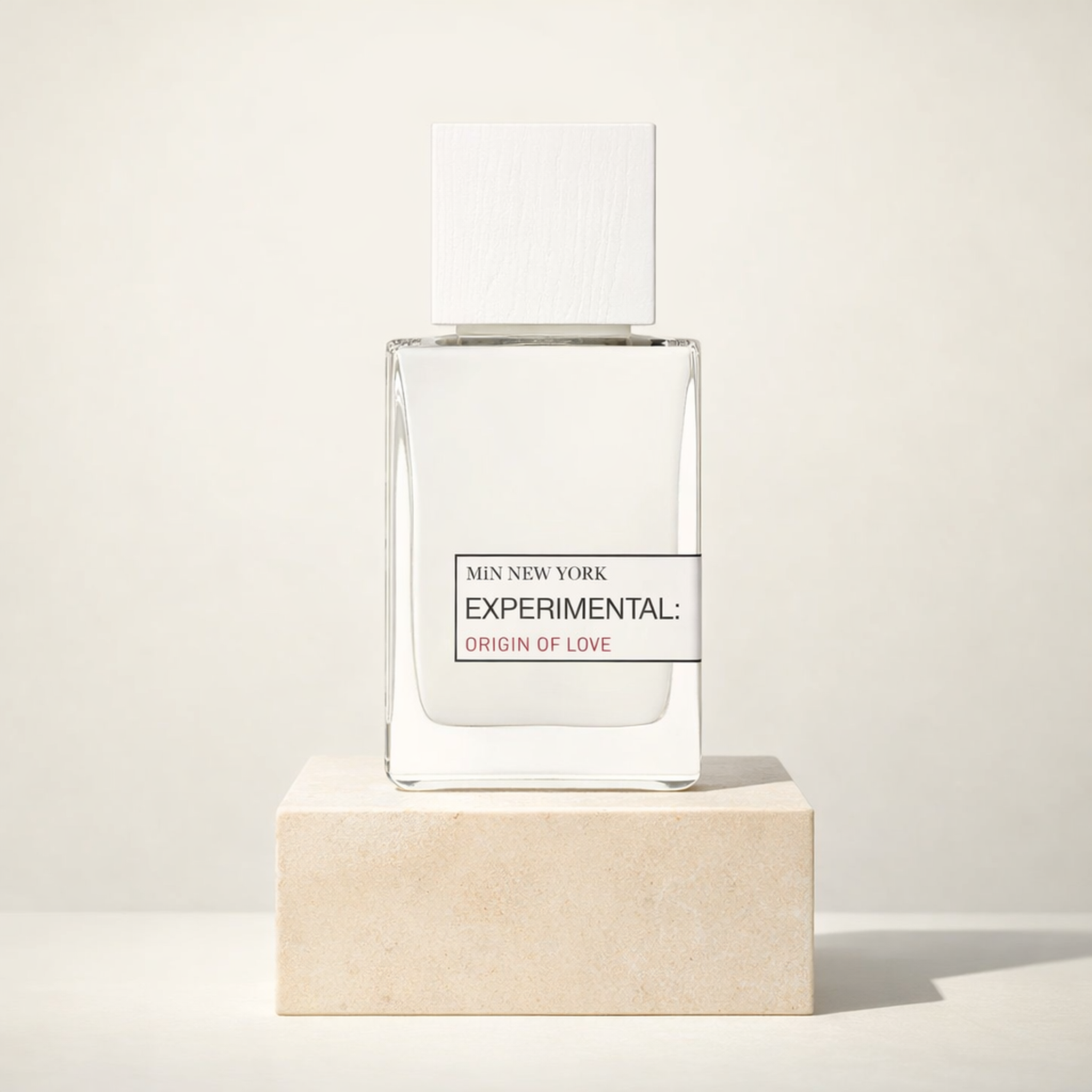 Min New York Origin of Love EDP upright pedestal gallery showcase