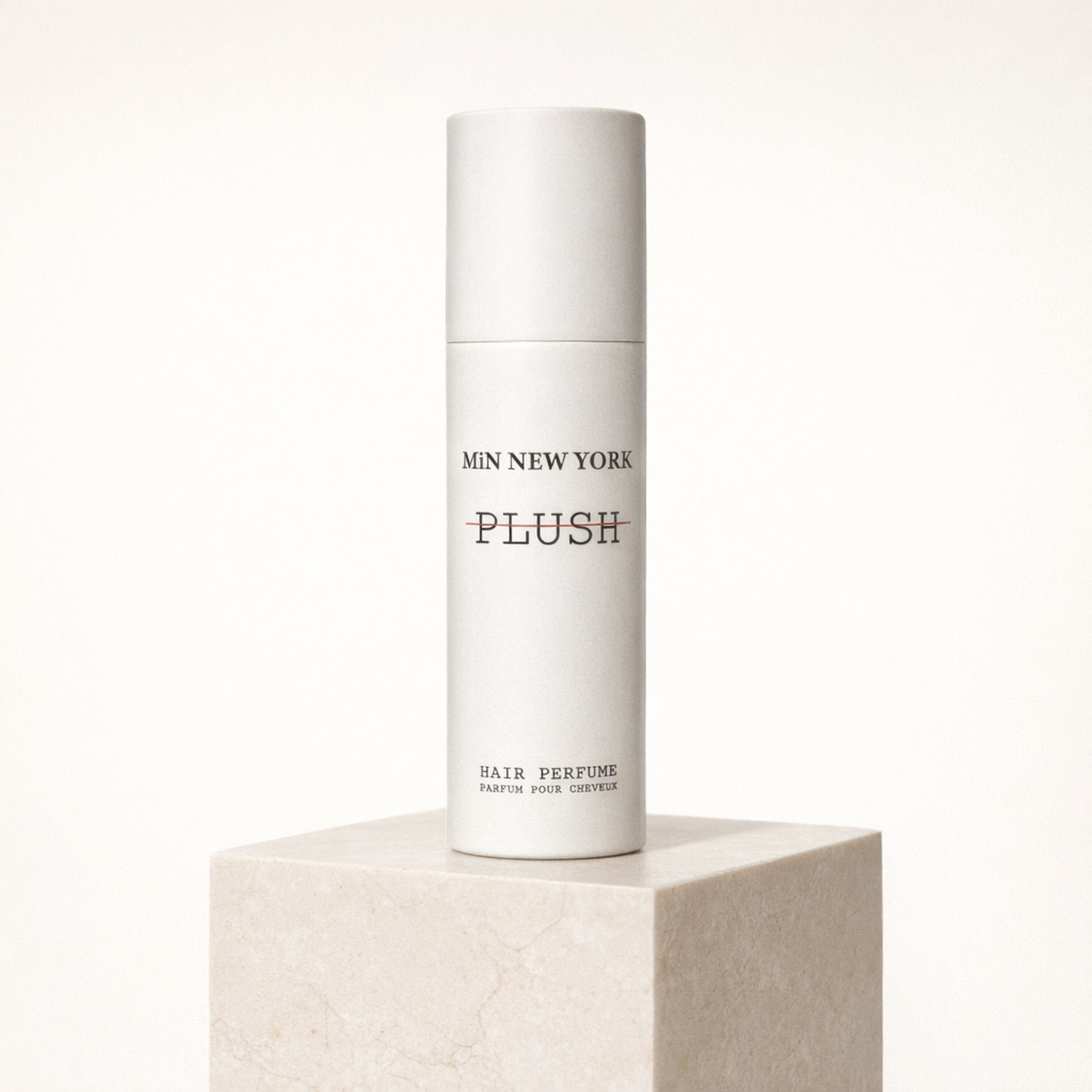 Min New York Plush Hair Mist upright pedestal gallery showcase