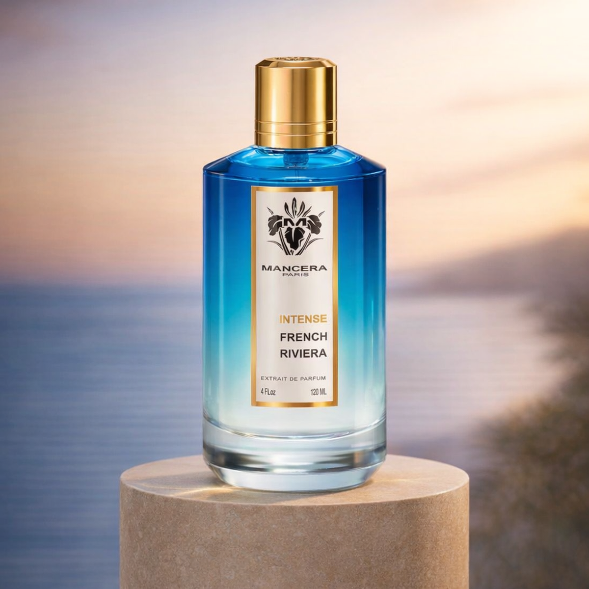 Mancera French Riviera Intense Extrait de Parfum upright pedestal gallery showcase