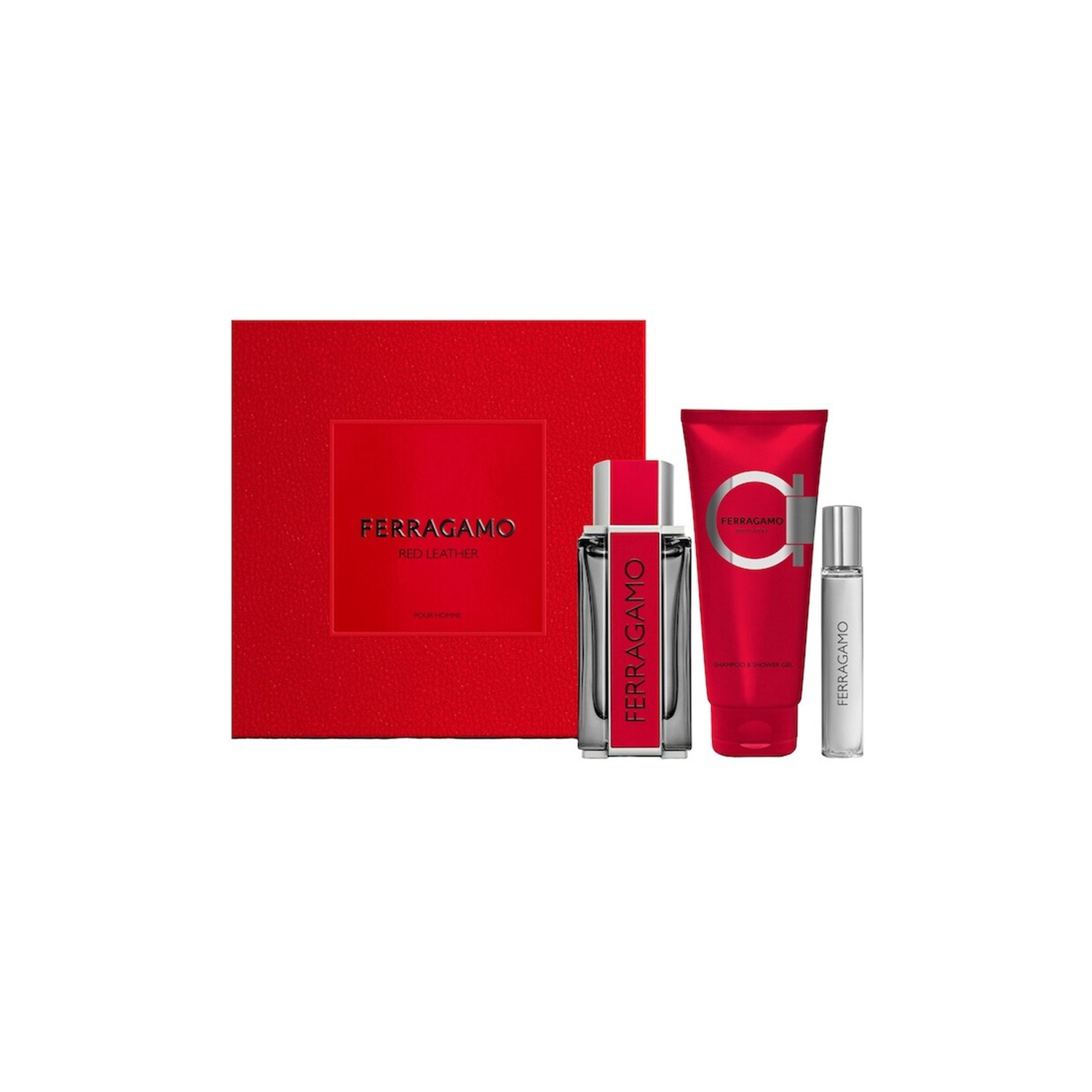 Salvatore Ferragamo Red Leather EDP Gift Set for Him